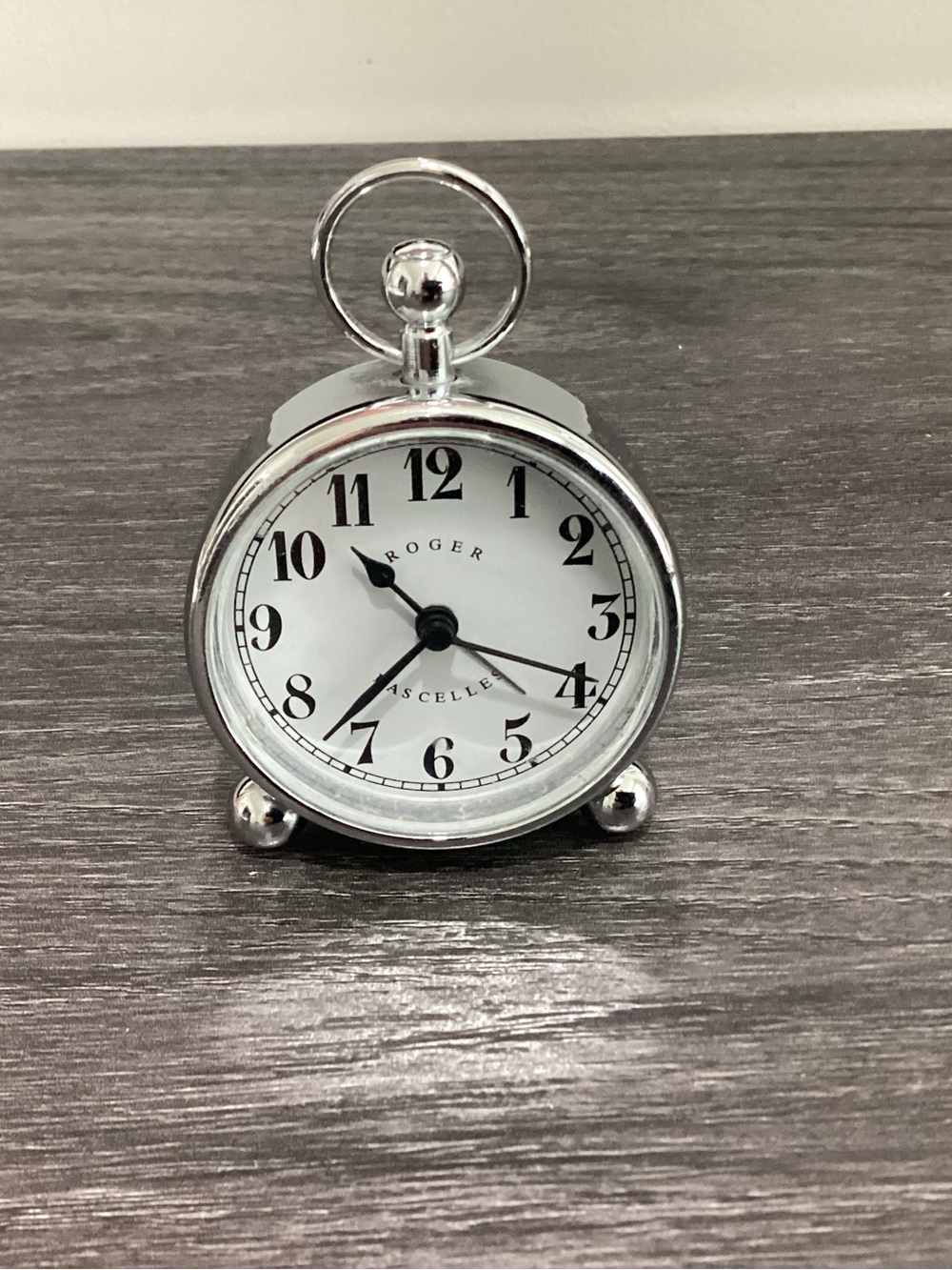 Vtg. Roger Lascalles Classis chrome table/travel alarm clock.